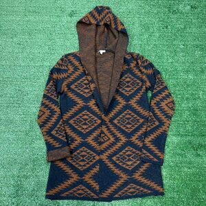 Horny Toad Blue and Orange Geometric Cardigan